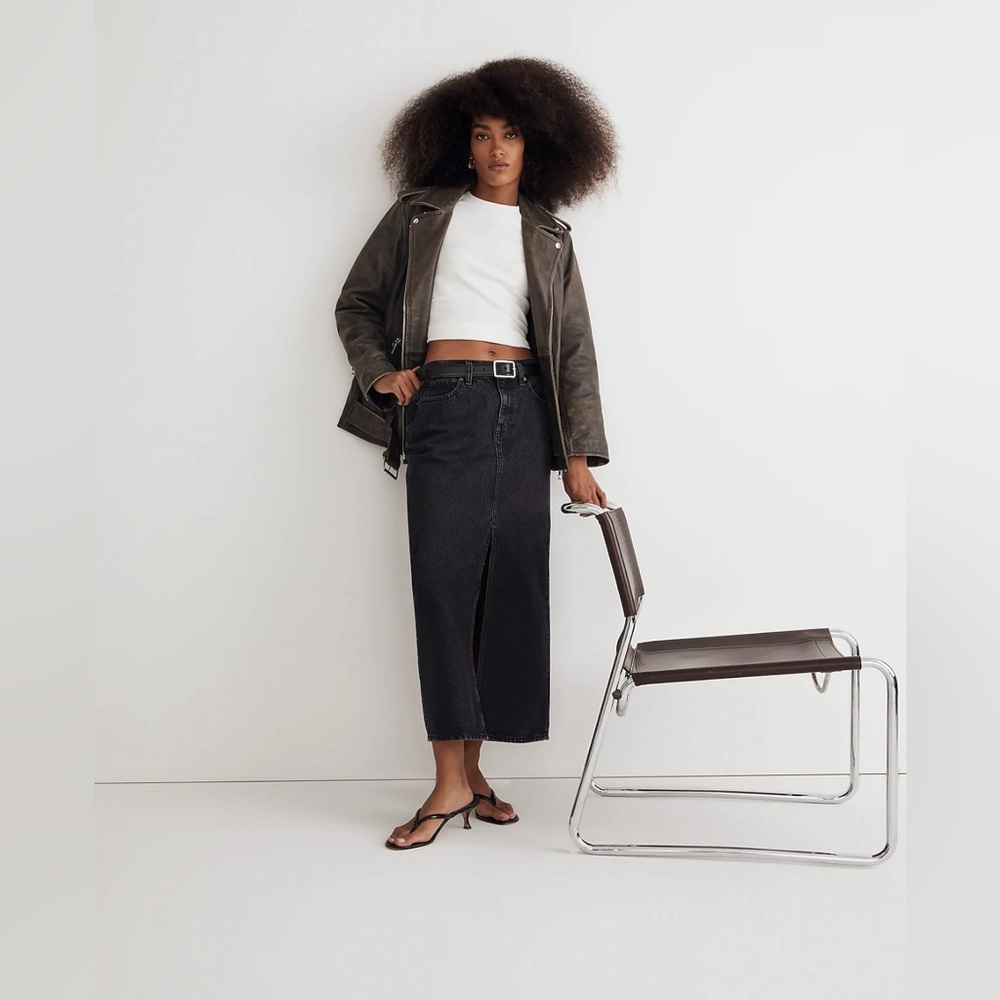 Madewell Denim Mid-Rise Maxi Skirt in Lunar Wash, Size 27